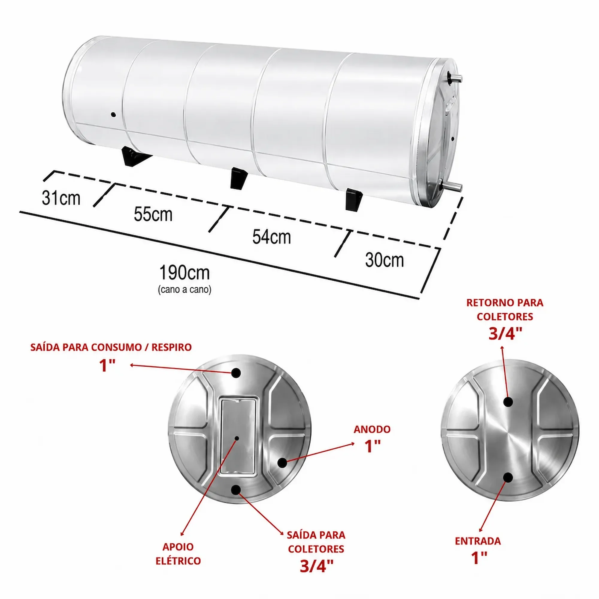 Boiler 500L Alta Pressão em Aço Inox 316 com Ânodo de Sacrifício - Imagem 6