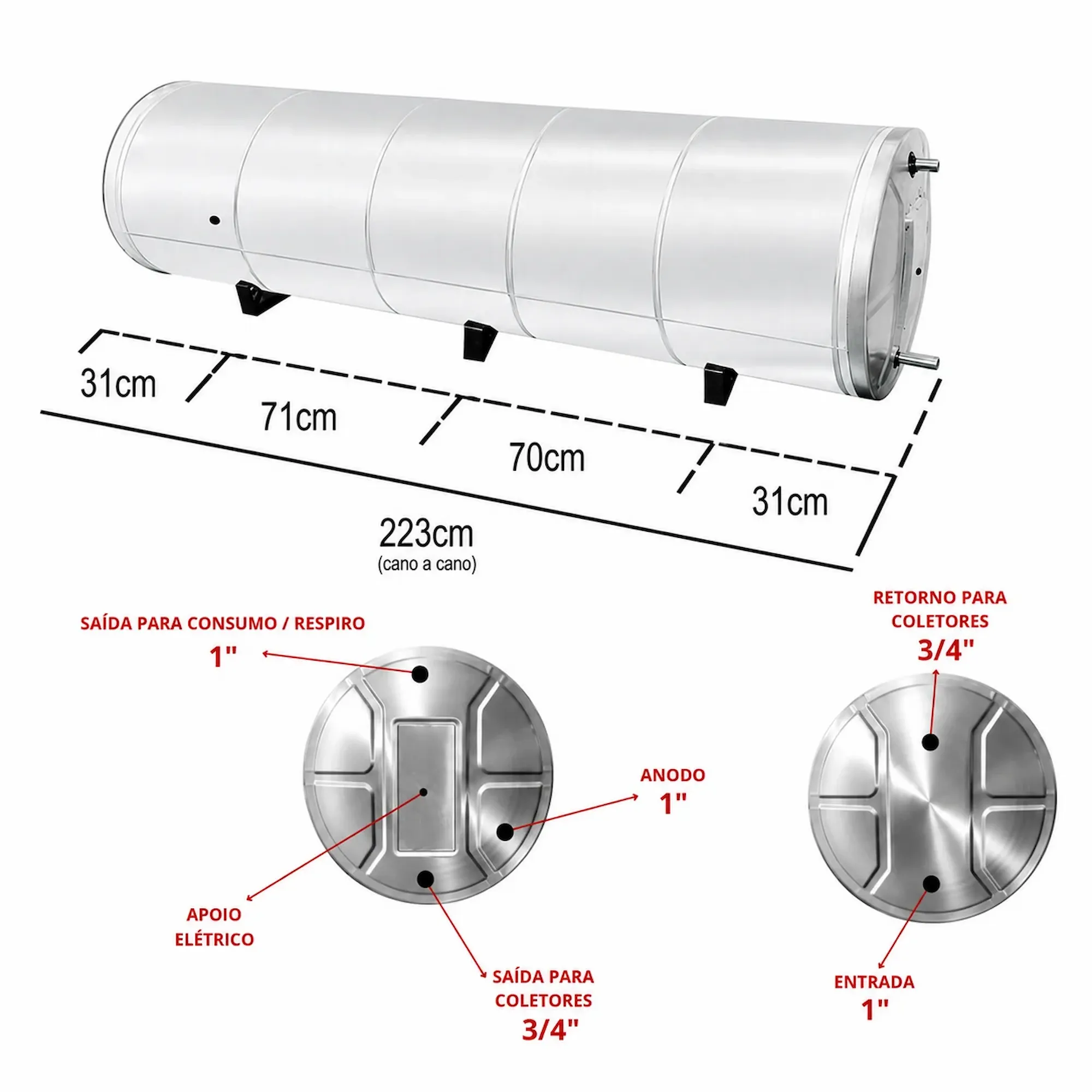 Boiler 600L Alta Pressão em Aço Inox 316 com Ânodo de Sacrifício - Imagem 6